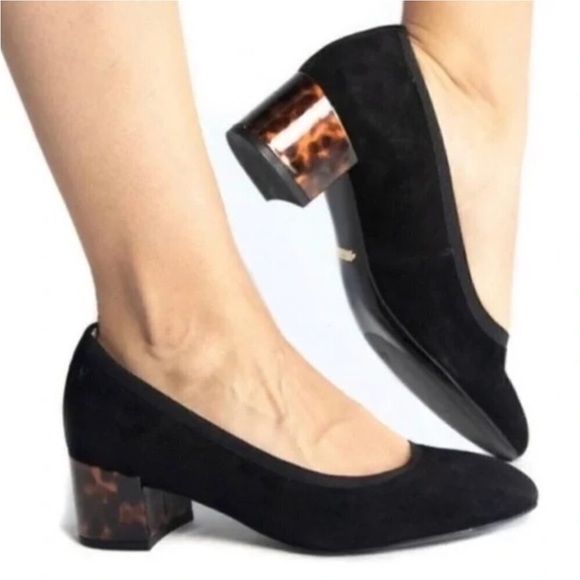 Vionic Natalie black suede pumps with tortoise block heel Size 8 - Picture 2 of 13